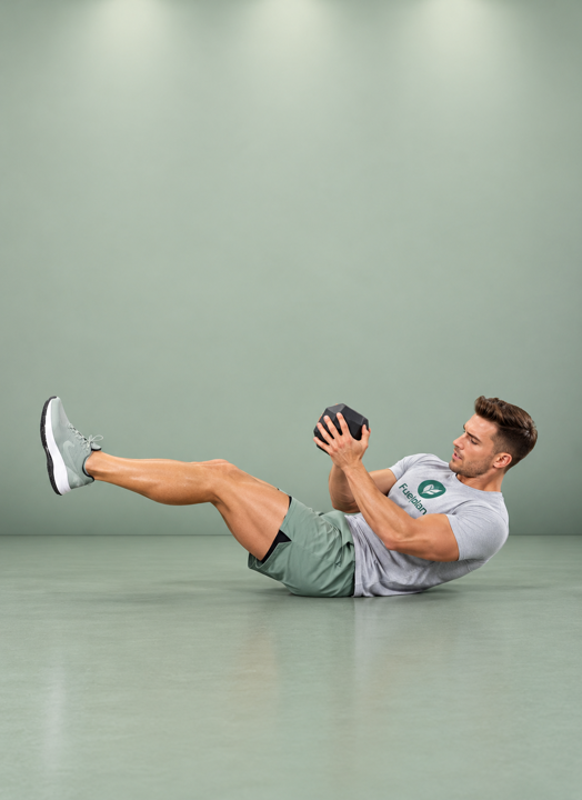 Medicine Ball Seated In-and-Out demonstration