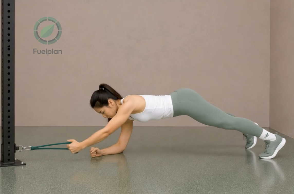 Plank 1 Arm Row Left demonstration