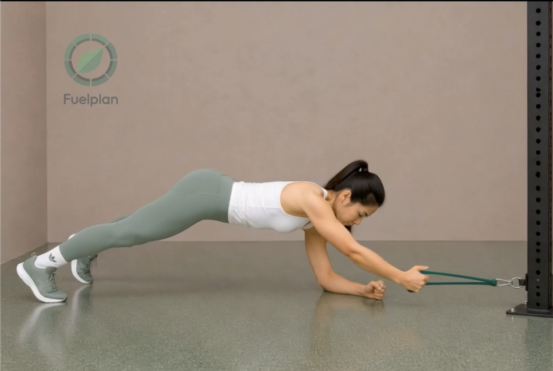 Plank 1 Arm Row Right demonstration