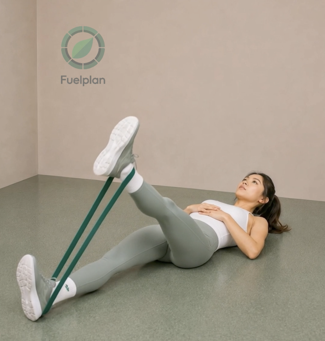 Supine Band Leg Raise Left demonstration