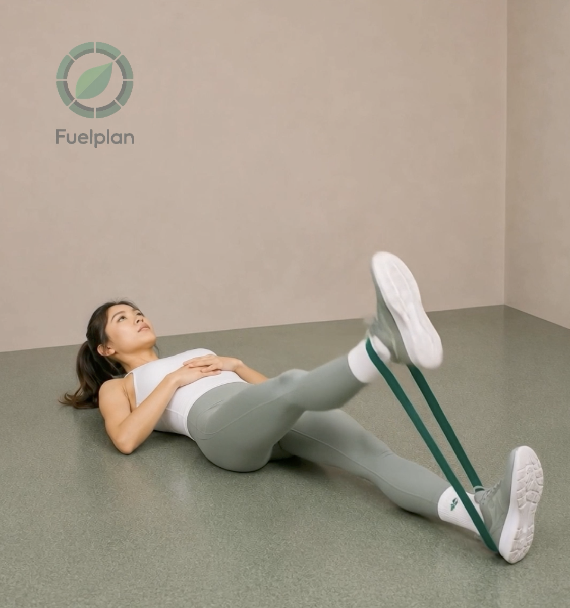 Supine Band Leg Raise Right demonstration