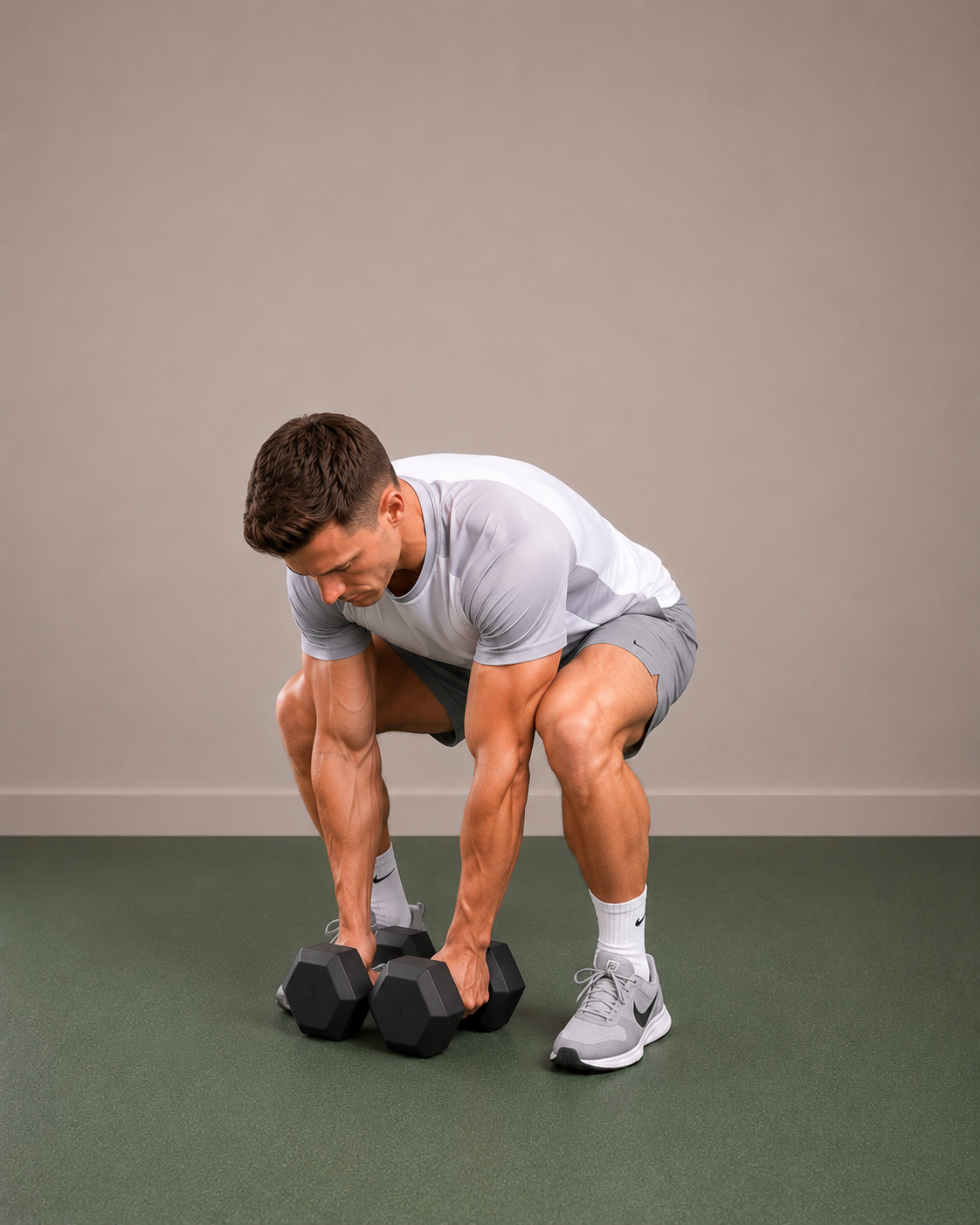 Dumbbell Close Grip 1:2 Burpee To Pressup demonstration