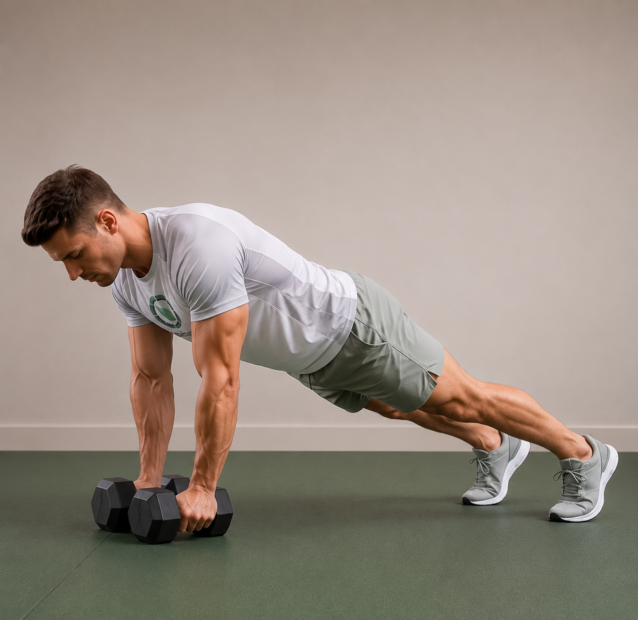 Dumbbell Close Grip Renegade Rows demonstration
